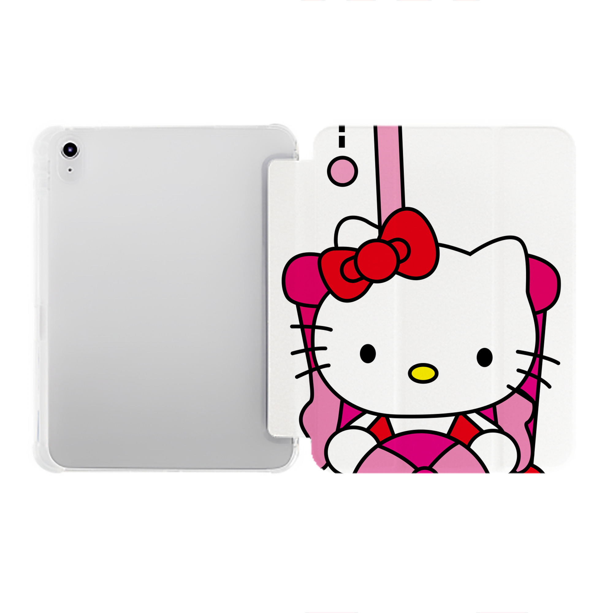 （画像用） Hello Kitty ハローキティ IPad ケース ペン収納付き 三つ折りスタンド PUレザー×シリコン 対応機種9.5/10.5/10.9インチ